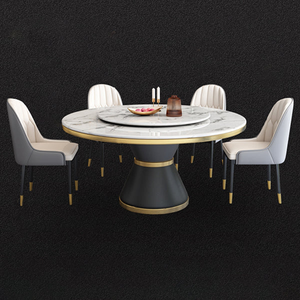 Round Modern Style Sintered Stone Dining Table Furniture with Metallic Base
