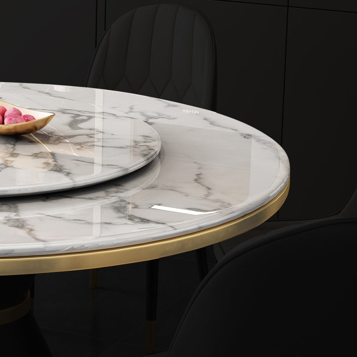 Round Modern Style Sintered Stone Dining Table Furniture with Metallic Base