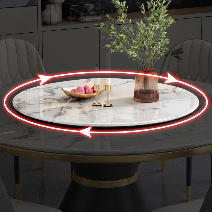 Round Modern Style Sintered Stone Dining Table Furniture with Metallic Base