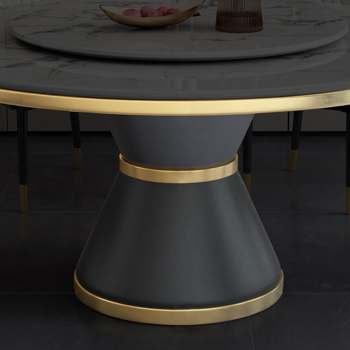 Round Modern Style Sintered Stone Dining Table Furniture with Metallic Base
