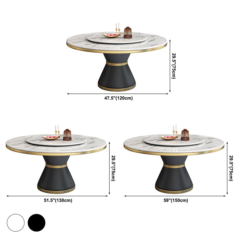 Round Modern Style Sintered Stone Dining Table Furniture with Metallic Base