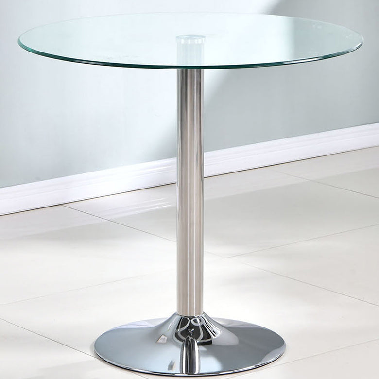 Round GlassTransparent Dining Table Simplicity Pedestal Table for Dining Room