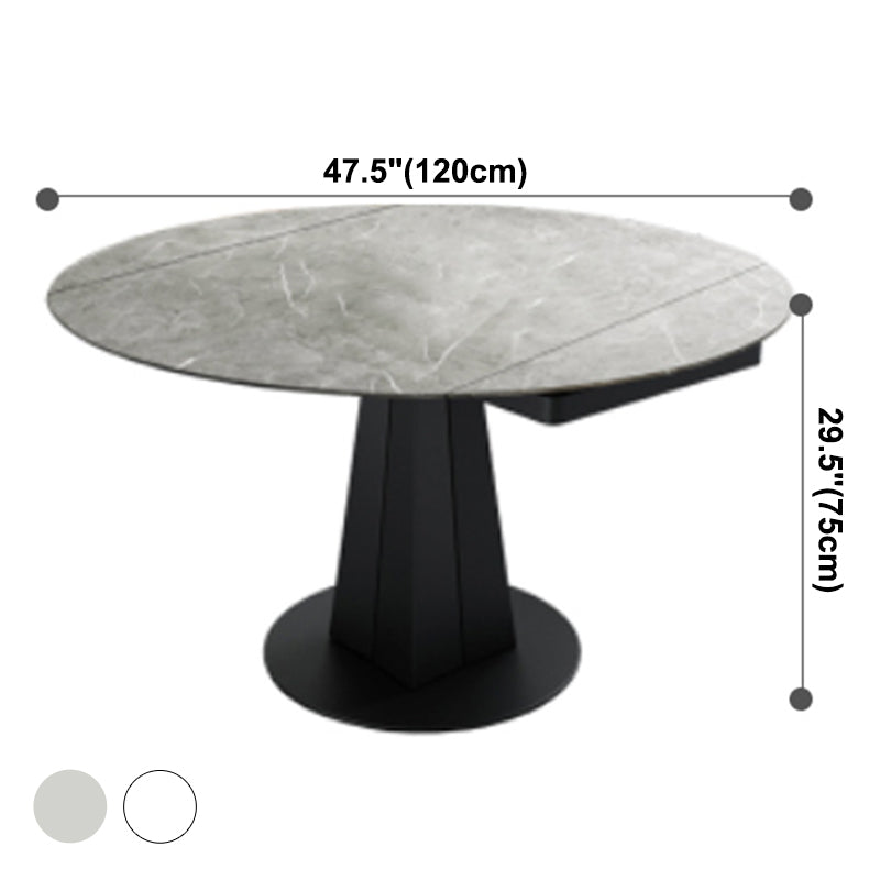 Moderner runder Esstisch Sinterstein Tisch mit schwarzer Sockelbasis, 47,2 "L x 32,7" W x 30 "H