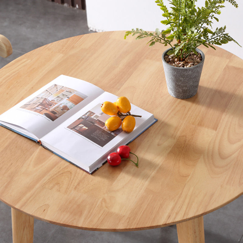 Runde Form moderner Esstisch Holzfarbe fester Tisch mit Gummiholz ​​Massivholz