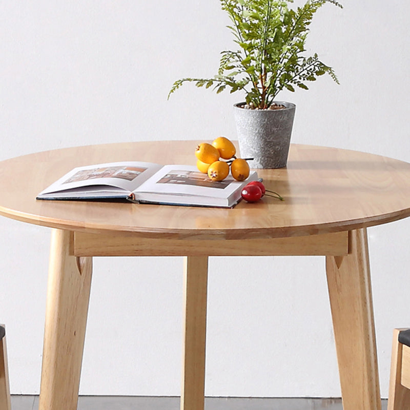 Runde Form moderner Esstisch Holzfarbe fester Tisch mit Gummiholz ​​Massivholz