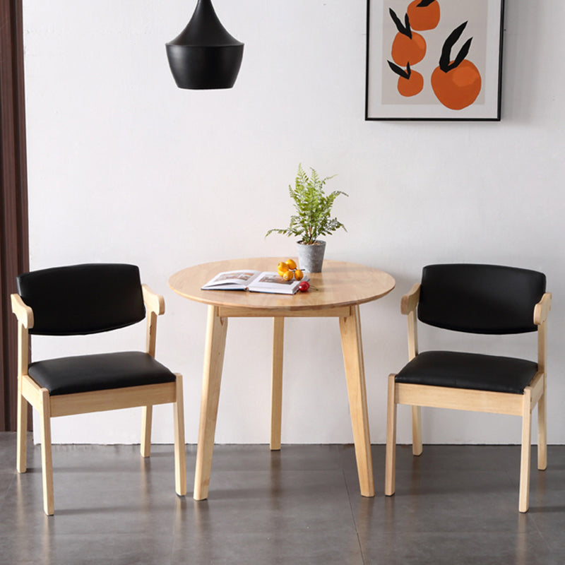 Runde Form moderner Esstisch Holzfarbe fester Tisch mit Gummiholz ​​Massivholz