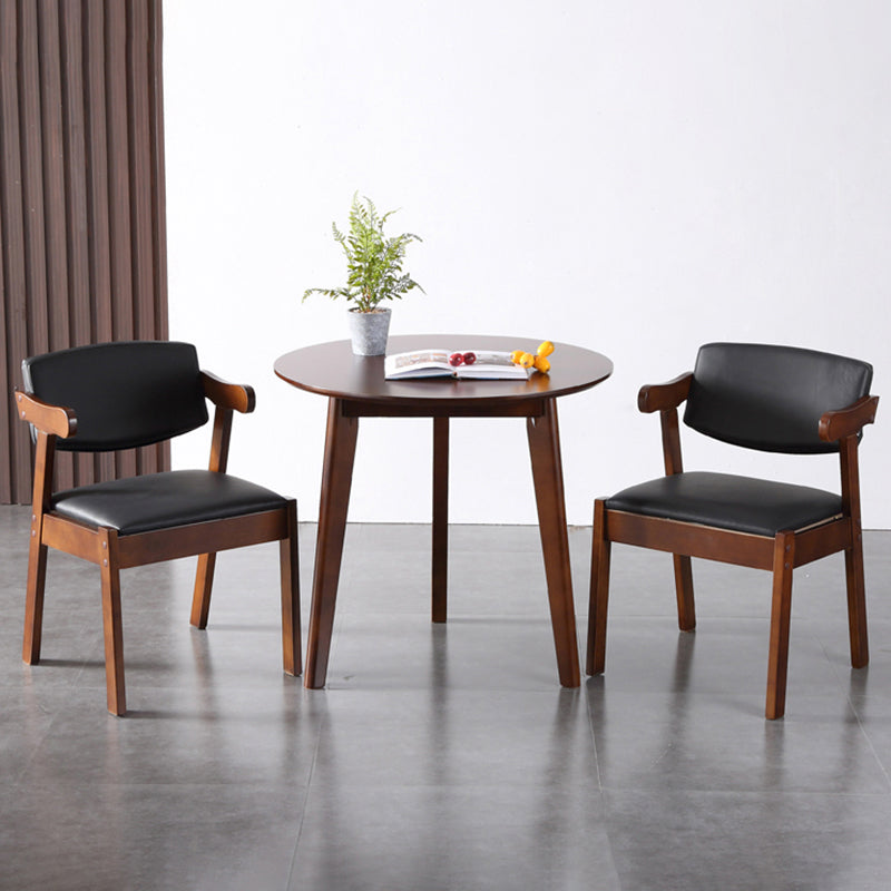 Runde Form moderner Esstisch Holzfarbe fester Tisch mit Gummiholz ​​Massivholz