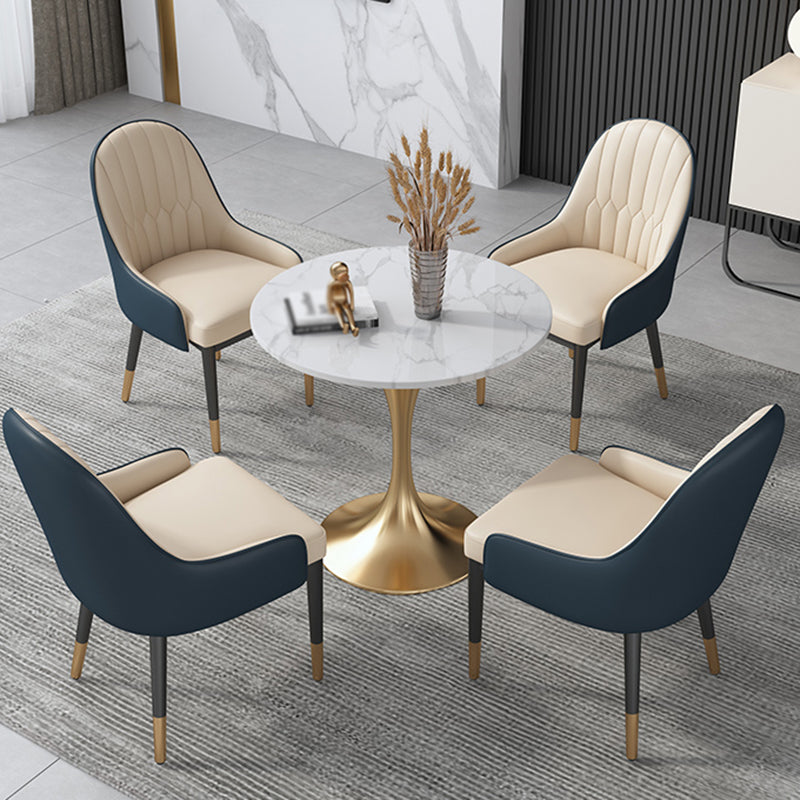 Sintered Stone White Dining Table Simplicity Tulip Base Table for Dining Room