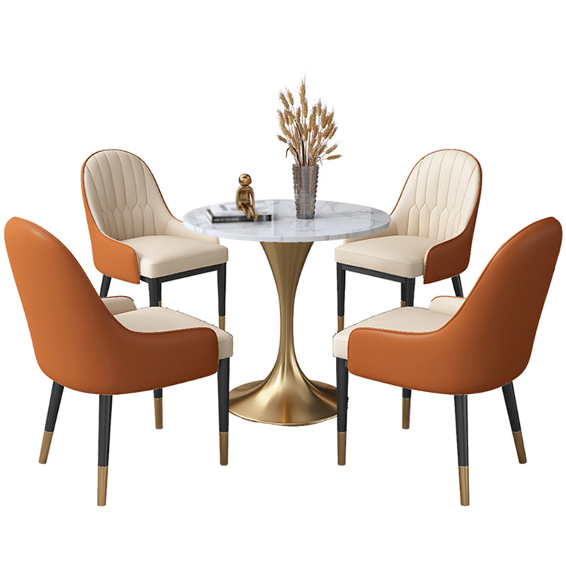 Sintered Stone White Dining Table Simplicity Tulip Base Table for Dining Room