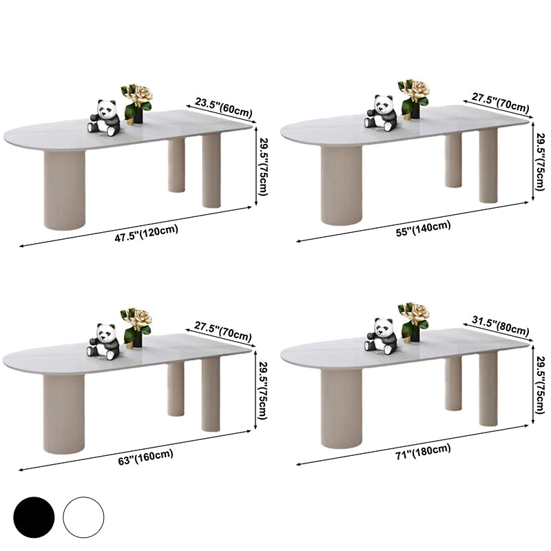 Solid Wood Modern Free Form Dining Table High Gloss White Sintered Stone Table for Dining Room
