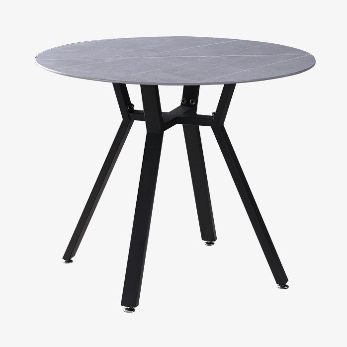 Modern Style Sintered Stone Dining Room Table Round Table with Metal Base