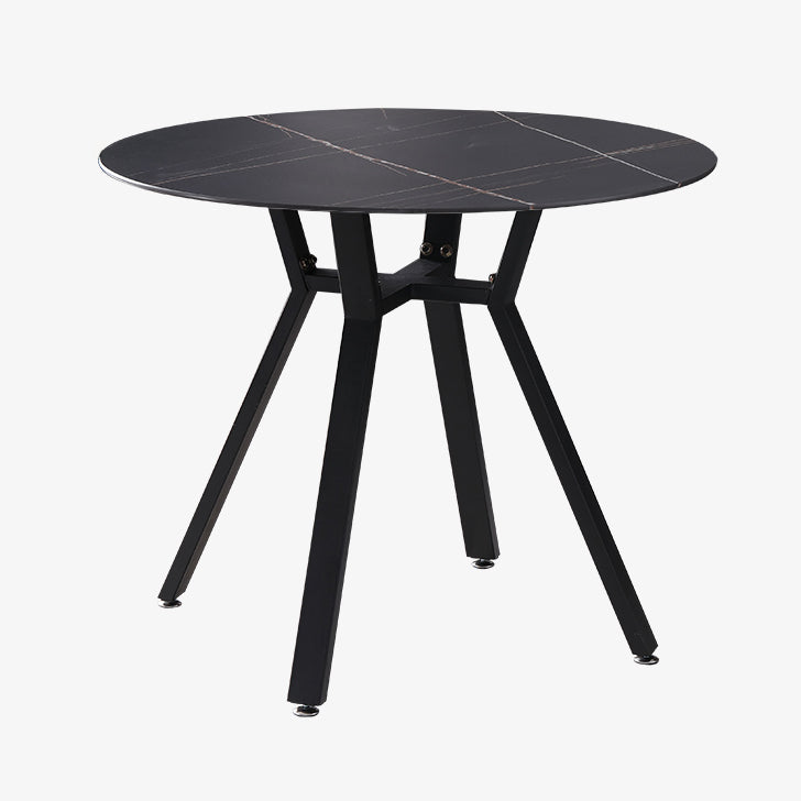 Modern Style Sintered Stone Dining Room Table Round Table with Metal Base