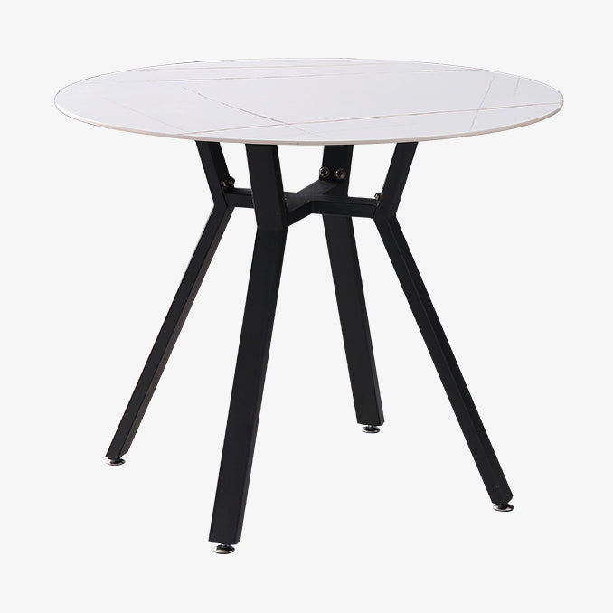 Modern Style Sintered Stone Dining Room Table Round Table with Metal Base