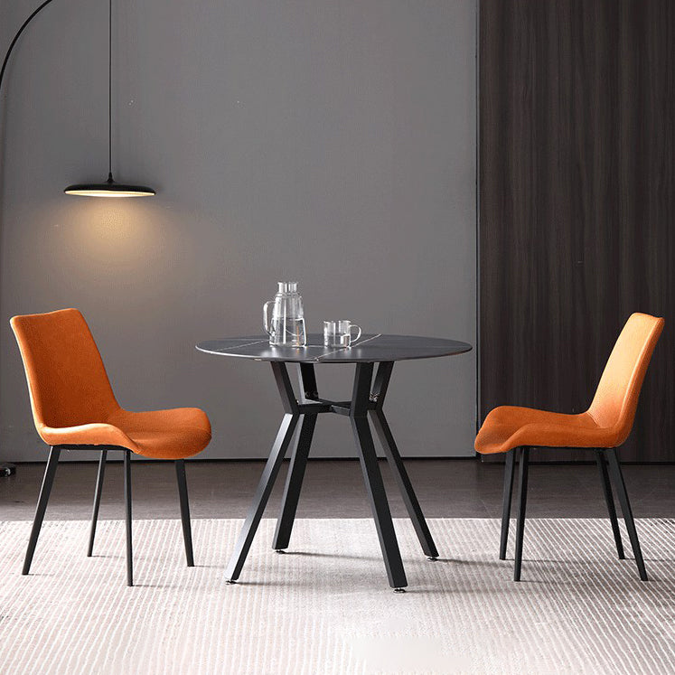 Modern Style Sintered Stone Dining Room Table Round Table with Metal Base