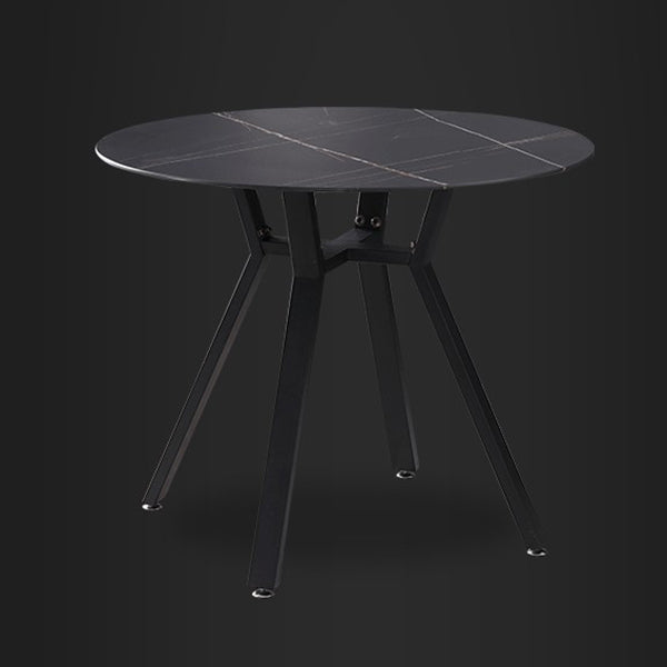 Modern Style Sintered Stone Dining Room Table Round Table with Metal Base