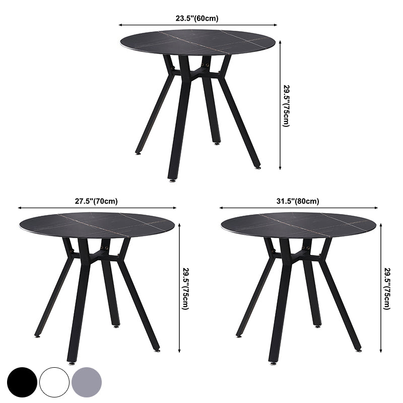 Modern Style Sintered Stone Dining Room Table Round Table with Metal Base