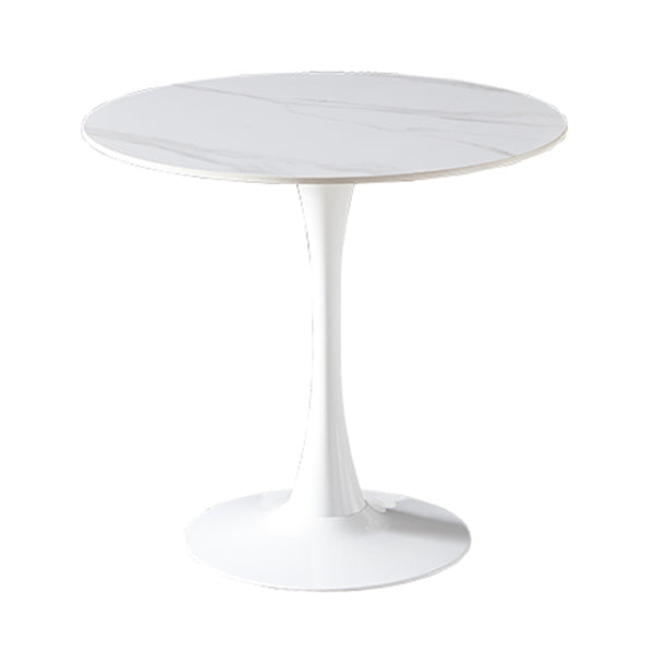 Mesa de comedor de piedra sinterizada de estilo moderno, mesa redonda con base de tulipán