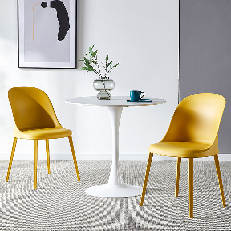 Mesa de comedor de piedra sinterizada de estilo moderno, mesa redonda con base de tulipán