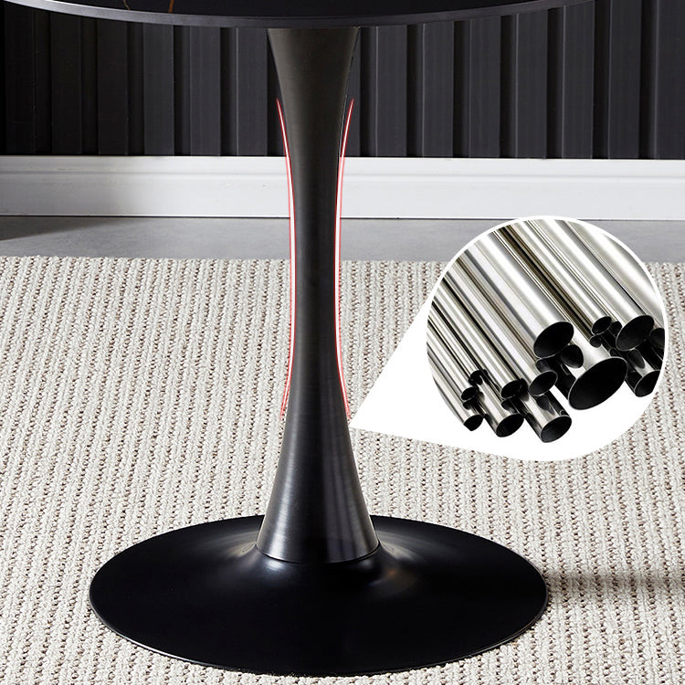 Mesa de comedor de piedra sinterizada de estilo moderno, mesa redonda con base de tulipán