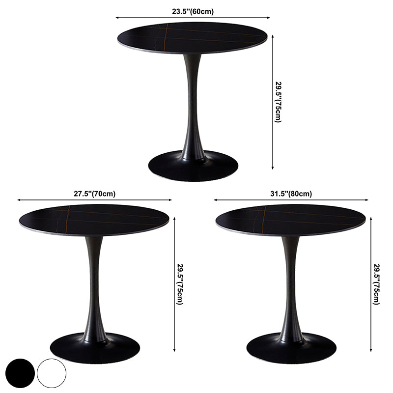 Mesa de comedor de piedra sinterizada de estilo moderno, mesa redonda con base de tulipán