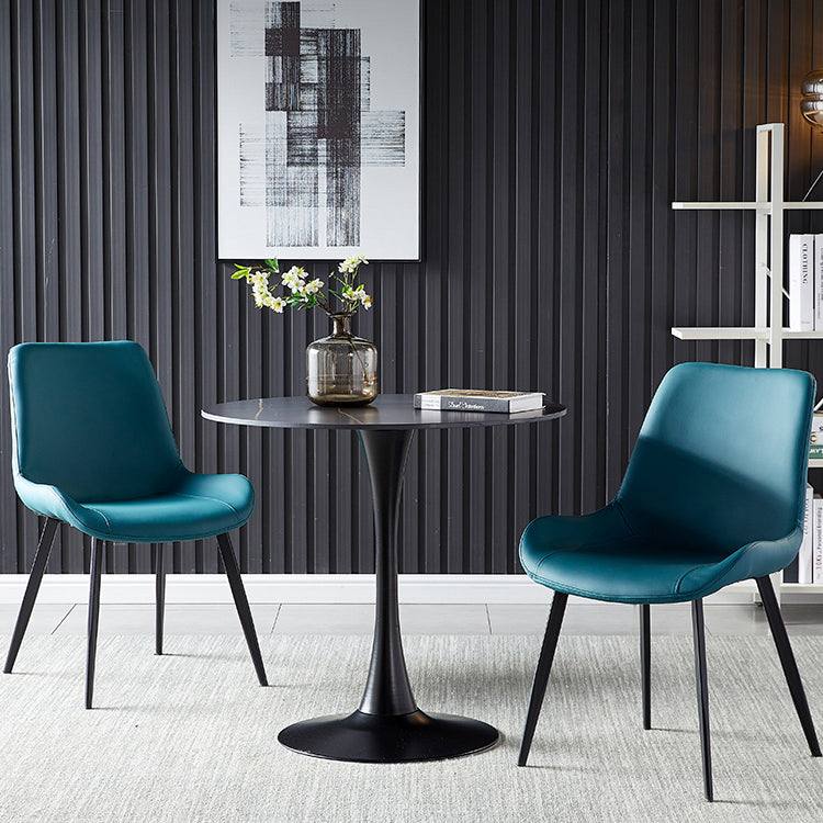 Mesa de comedor de piedra sinterizada de estilo moderno, mesa redonda con base de tulipán