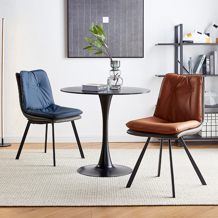 Mesa de comedor de piedra sinterizada de estilo moderno, mesa redonda con base de tulipán