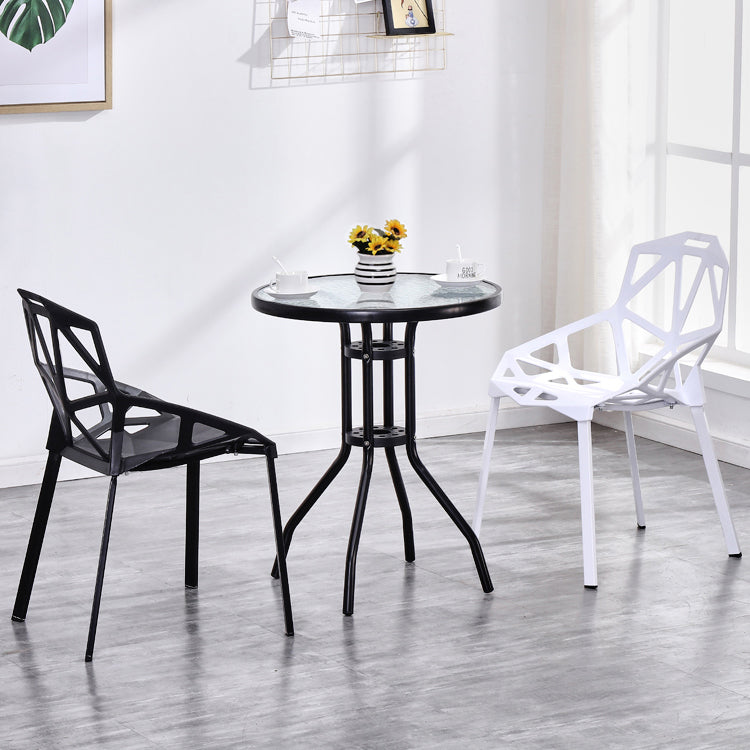 Modern Style Glass Dining Room Dinner Kitchen Table Clear Round Table with Metal Base