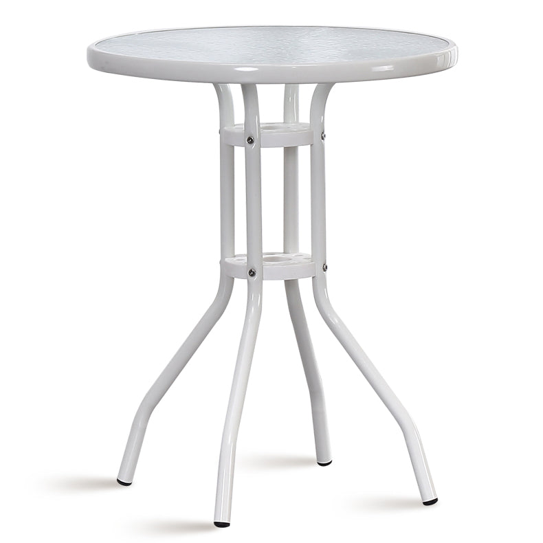 Modern Style Glass Dining Room Dinner Kitchen Table Clear Round Table with Metal Base
