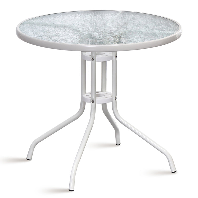 Modern Style Glass Dining Room Dinner Kitchen Table Clear Round Table with Metal Base