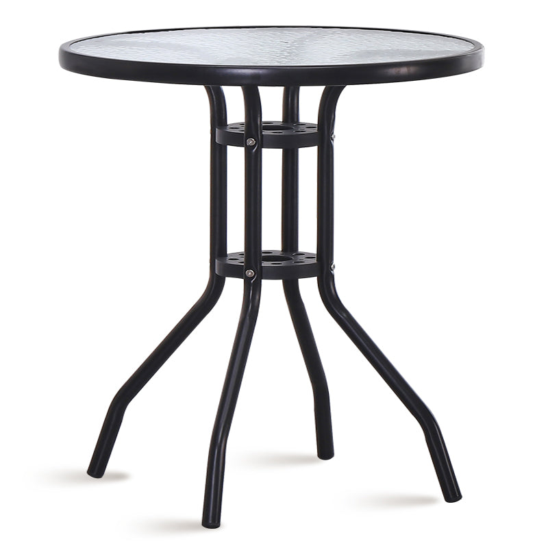 Modern Style Glass Dining Room Dinner Kitchen Table Clear Round Table with Metal Base