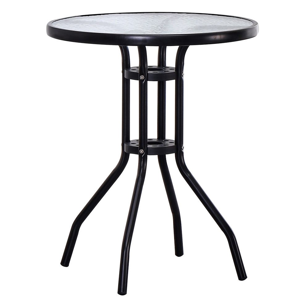 Modern Style Glass Dining Room Dinner Kitchen Table Clear Round Table with Metal Base