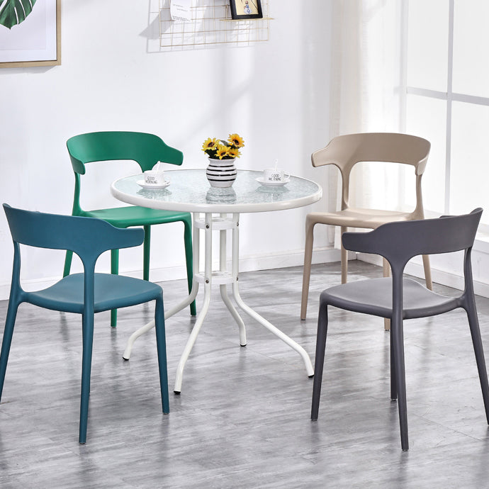 Modern Style Glass Dining Room Dinner Kitchen Table Clear Round Table with Metal Base