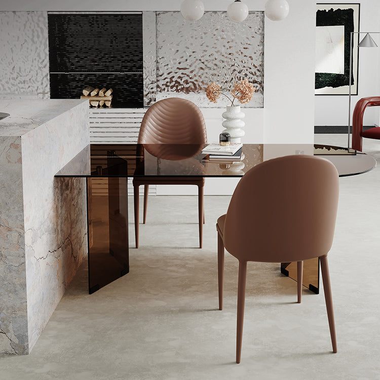 Glass Contemporary Free Form Dining Table Clear Glass Table for Dining Room and Kitchen