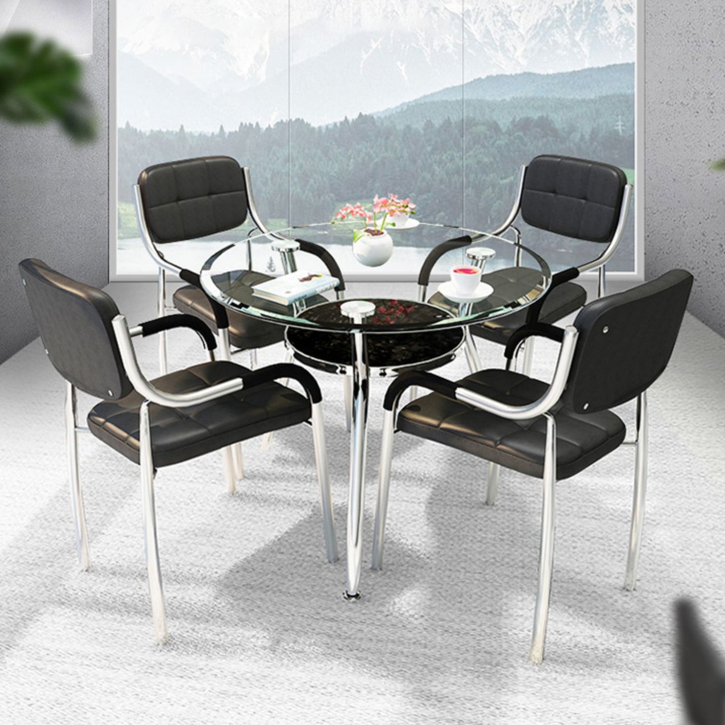 Tavolo da pranzo in vetro temperato in stile moderno tavolo da pranzo a base di pranzo per sala da pranzo