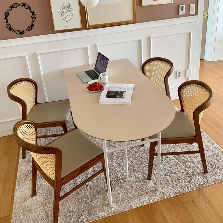 Minimalist Gold Solid Wood Dining Table Standard Kitchen Dining Table with 6 Legs Base