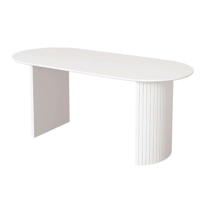 Contemporary Oval Dining Table Pine Solid Wood Table with Double Pedestal for Dining Room