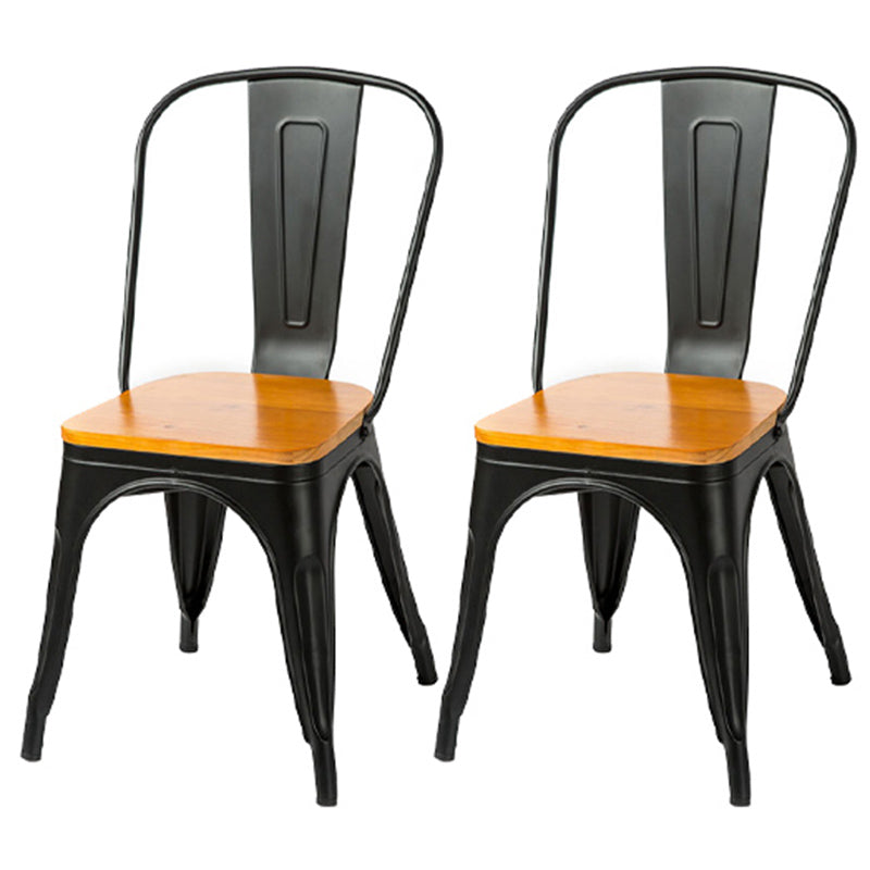 Industrial Dining Room Chair Slat Back Side Chair with Metal Legs for Home Use