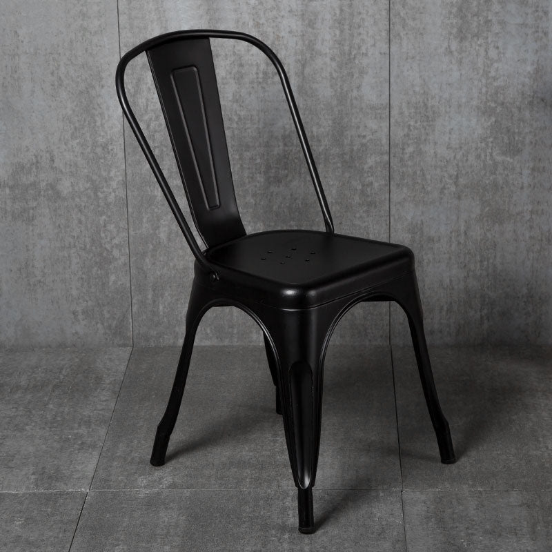 Industrial Dining Room Chair Slat Back Side Chair with Metal Legs for Home Use