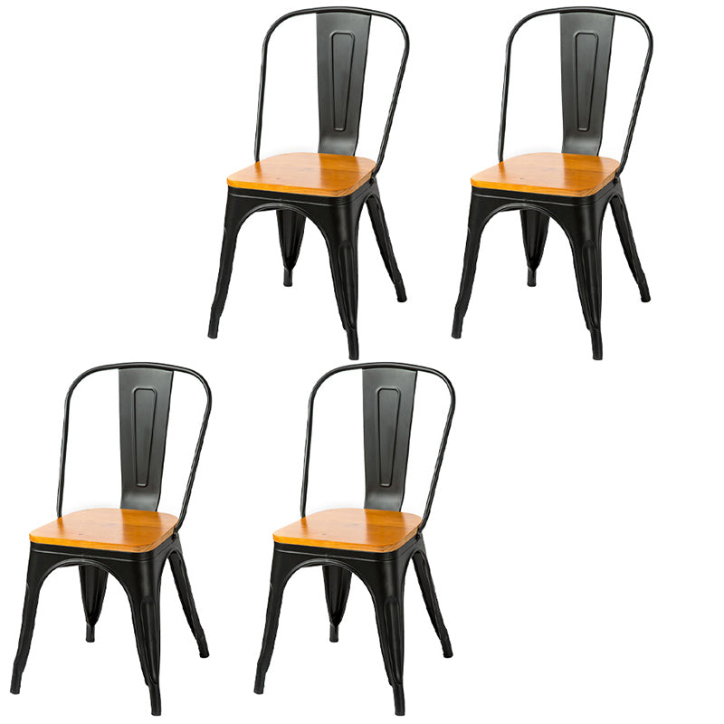 Industrial Dining Room Chair Slat Back Side Chair with Metal Legs for Home Use