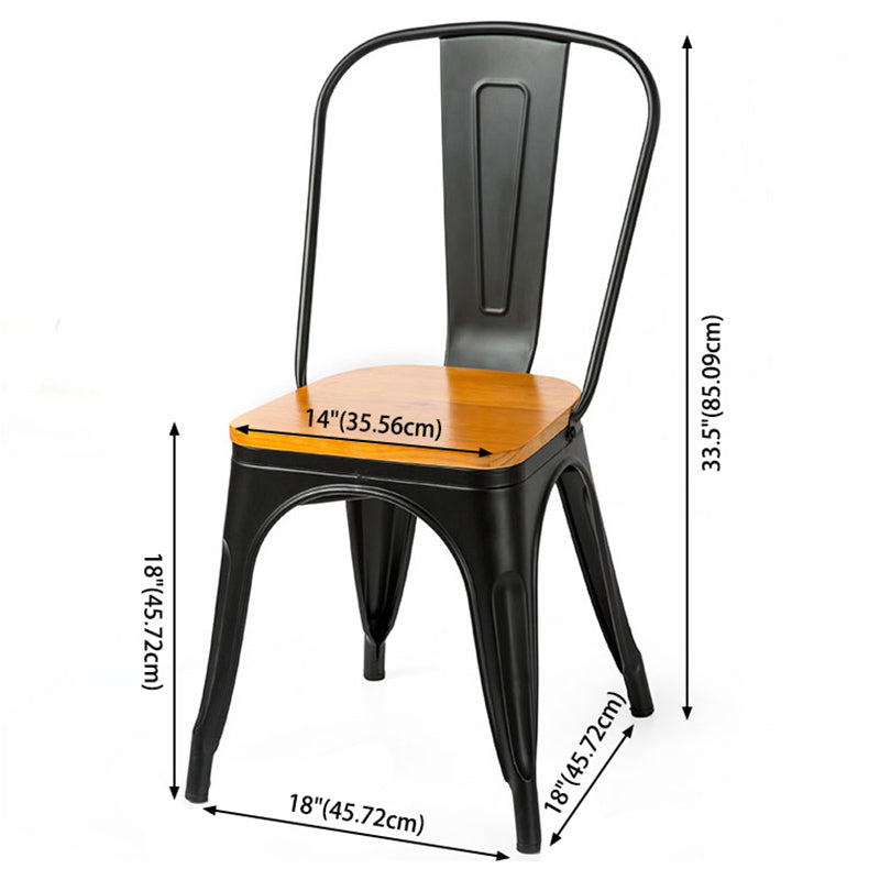 Industrial Dining Room Chair Slat Back Side Chair with Metal Legs for Home Use