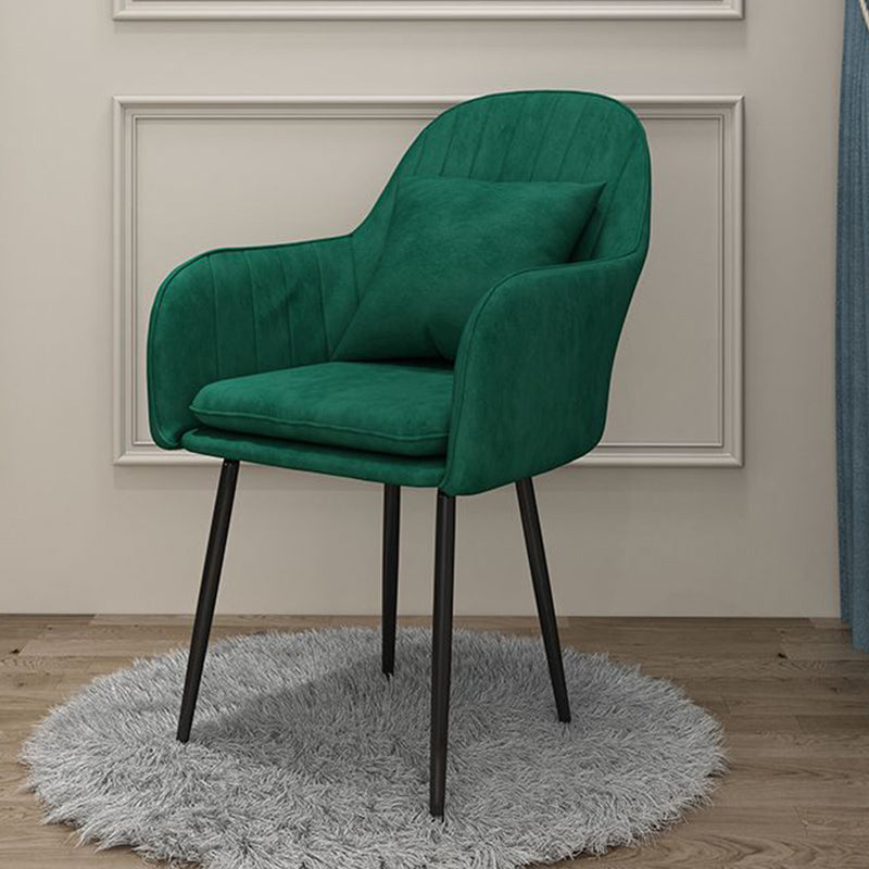 Glam Dining Arm Chair Solid Back Side Chair with 4 Metal Legs for Home Use
