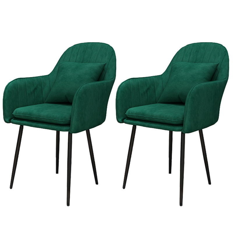 Glam Dining Arm Chair Solid Back Side Chair with 4 Metal Legs for Home Use