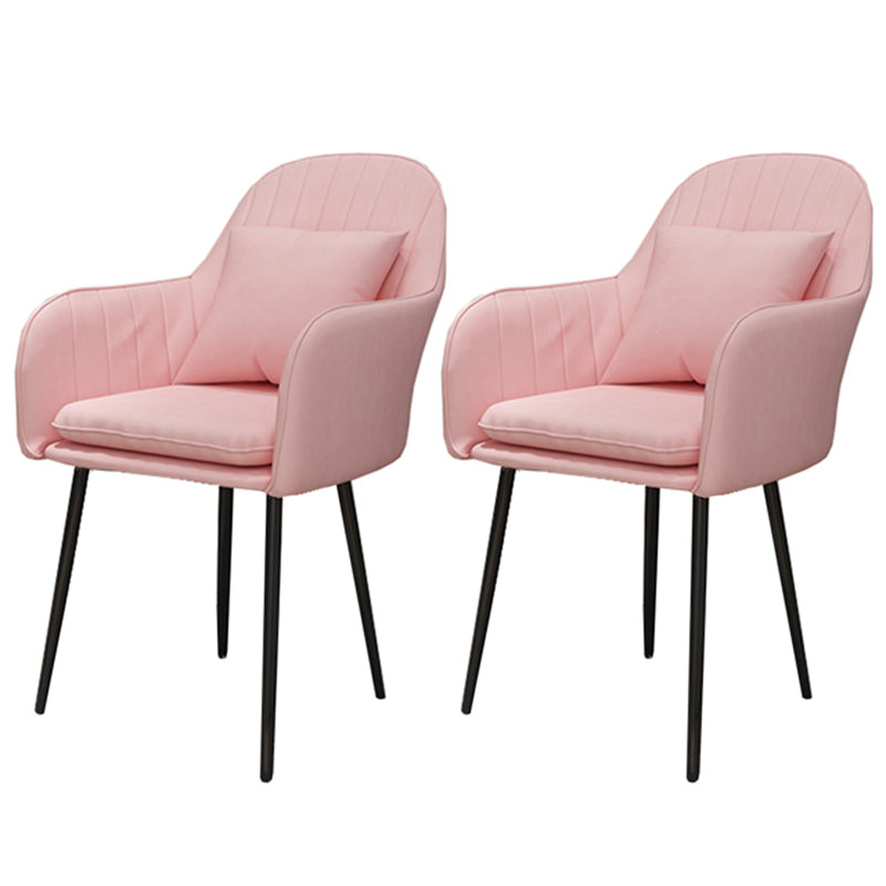 Glam Dining Arm Chair Solid Back Side Chair with 4 Metal Legs for Home Use