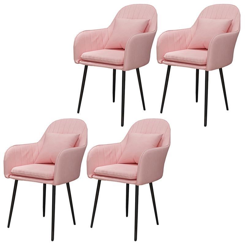 Glam Dining Arm Chair Solid Back Side Chair with 4 Metal Legs for Home Use