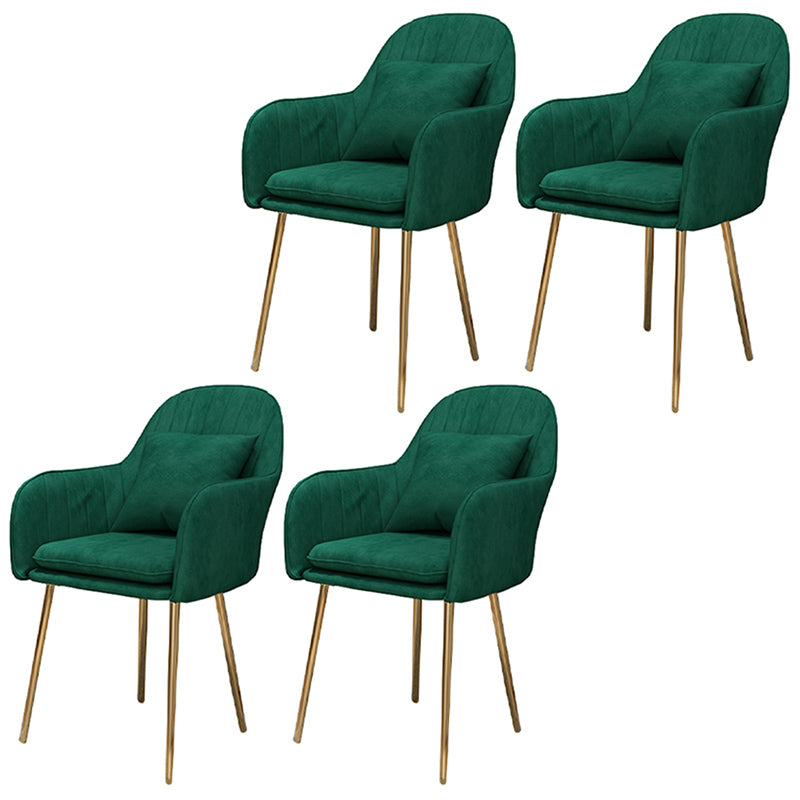 Glam Dining Arm Chair Solid Back Side Chair with 4 Metal Legs for Home Use