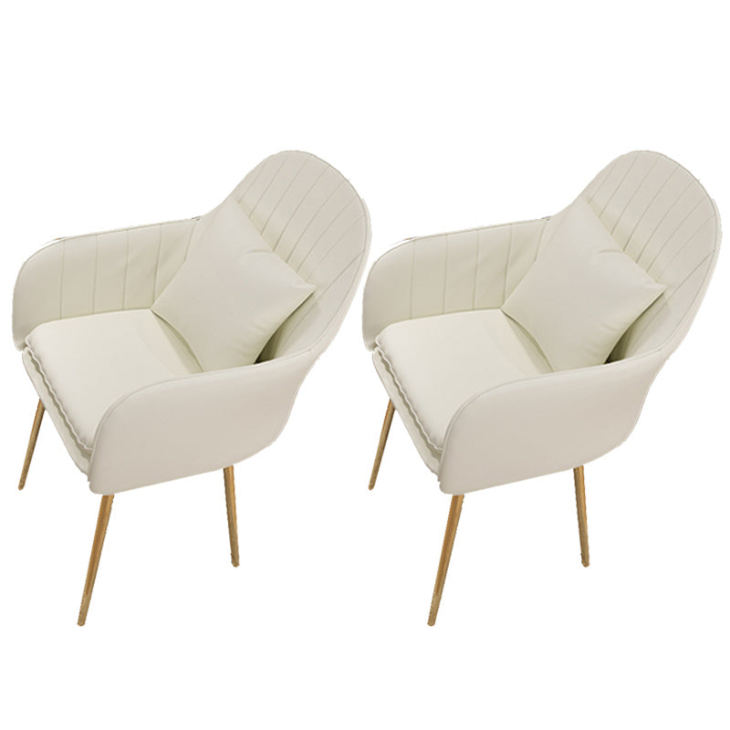 Glam Dining Arm Chair Solid Back Side Chair with 4 Metal Legs for Home Use