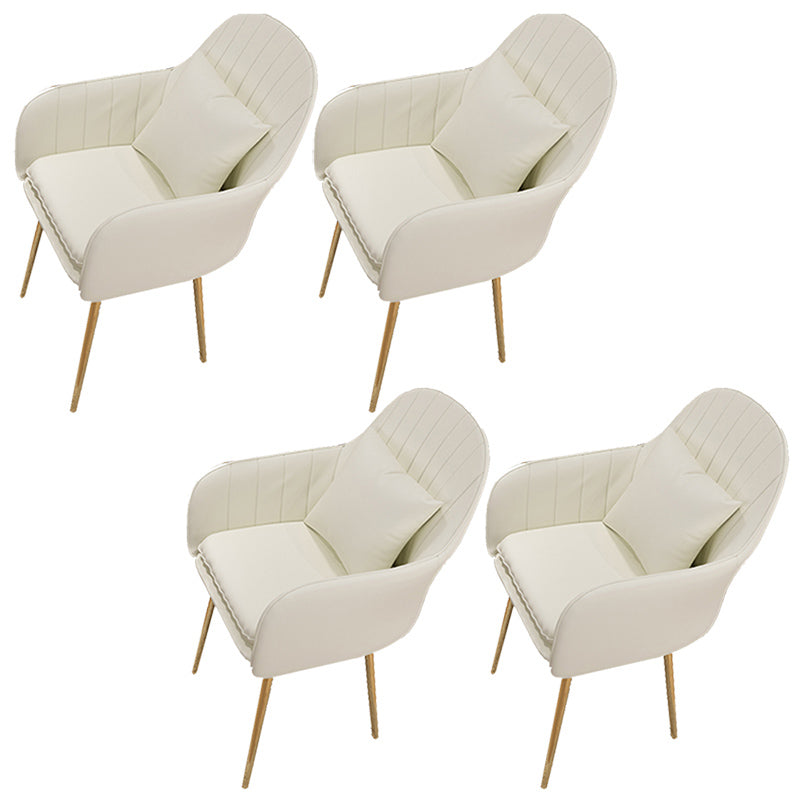 Glam Dining Arm Chair Solid Back Side Chair with 4 Metal Legs for Home Use
