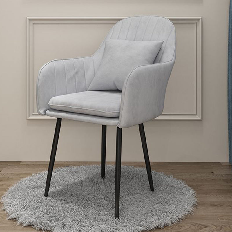 Glam Dining Arm Chair Solid Back Side Chair with 4 Metal Legs for Home Use