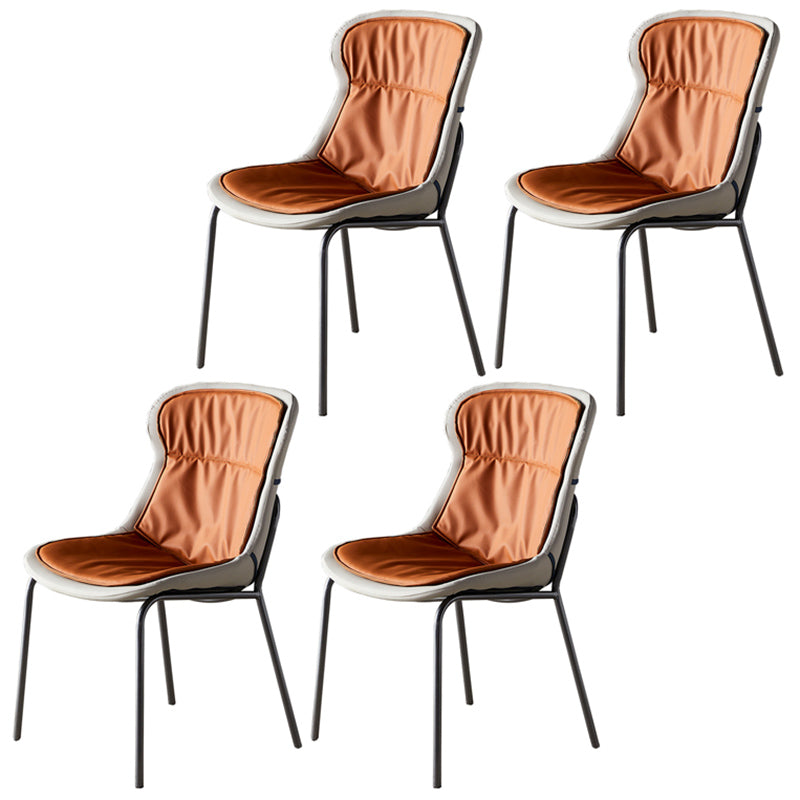 Industrial Style Home Side Chair Set Leather Dining Chair with Metal Legs