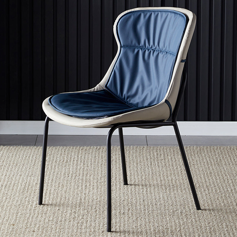 Ensemble de chaises latérales de style industriel, chaise de salle à manger en cuir avec pieds en métal